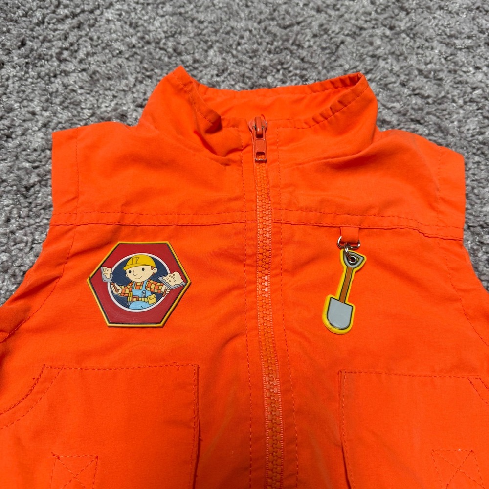 Y2K Vintage Bob the Builder Utility Vest Cargo Pockets Orange Toddler 18M‎ - Picture 3 of 6